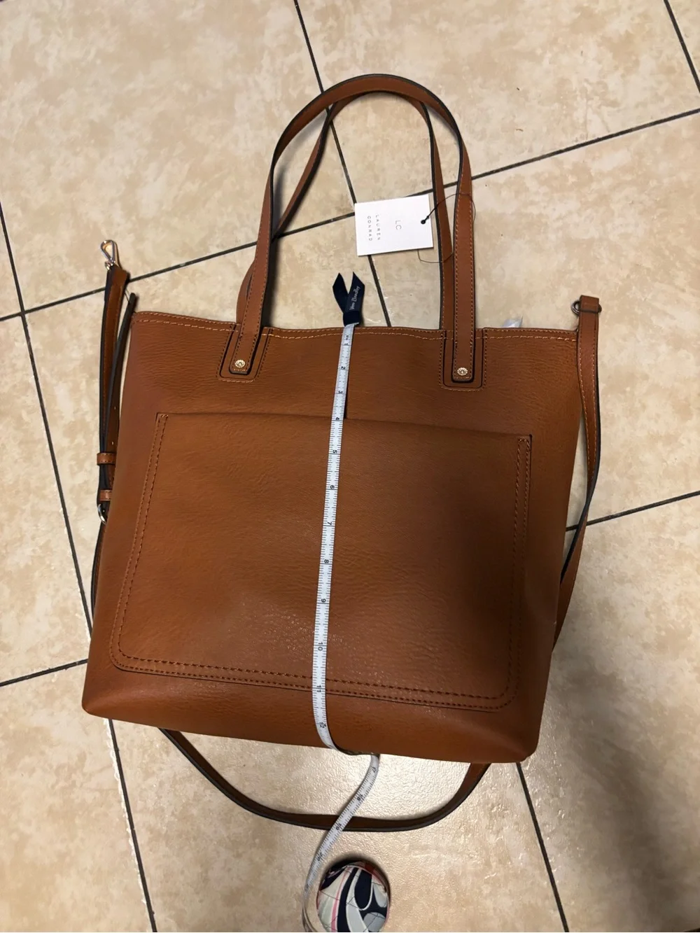LC Lauren Conrad Presley Convertible Tote Bag in 210 Saddle - Picture 4 of 6